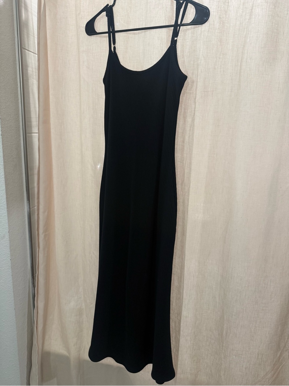 a new day Black Ribbed Midi Slip Dress